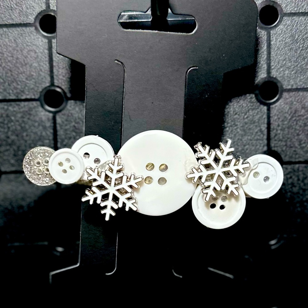 White Button Hair Clip
